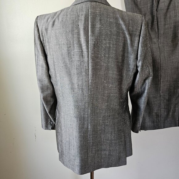 Vintage Faberge 80s Flashy Glam Gray Sharkskin Slub Mens 2 Piece Suit 42R/33W - Picture 5 of 10